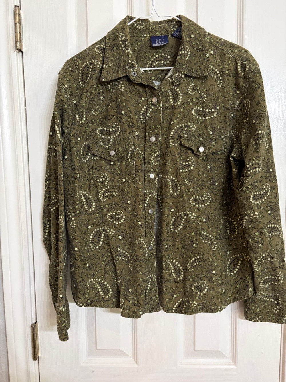 DC Olive Green Paisley Snap-Front Shirt